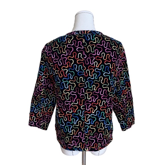 Vintage 80s Gene Ewing BIS Embroidered Rainbow Squiggle Jacket Gold Buttons - Picture 6 of 11